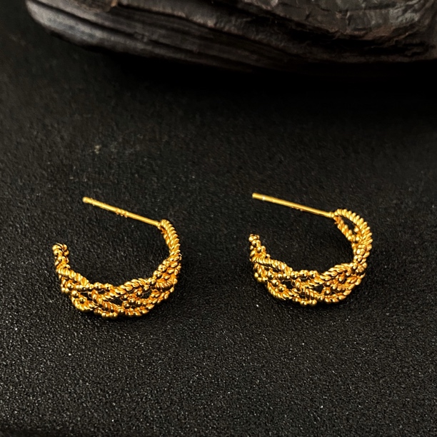 925银耳饰 轻奢百搭复古蕾丝编织半耳圈77250009