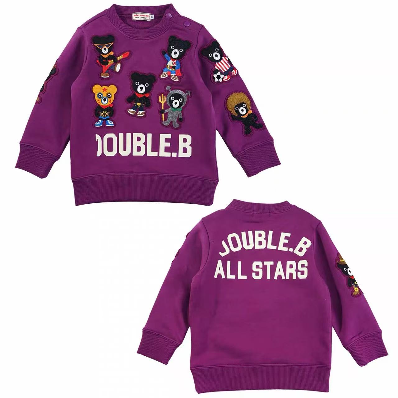 宝宝春款不加绒重工刺绣全明星紫色卫衣（原）