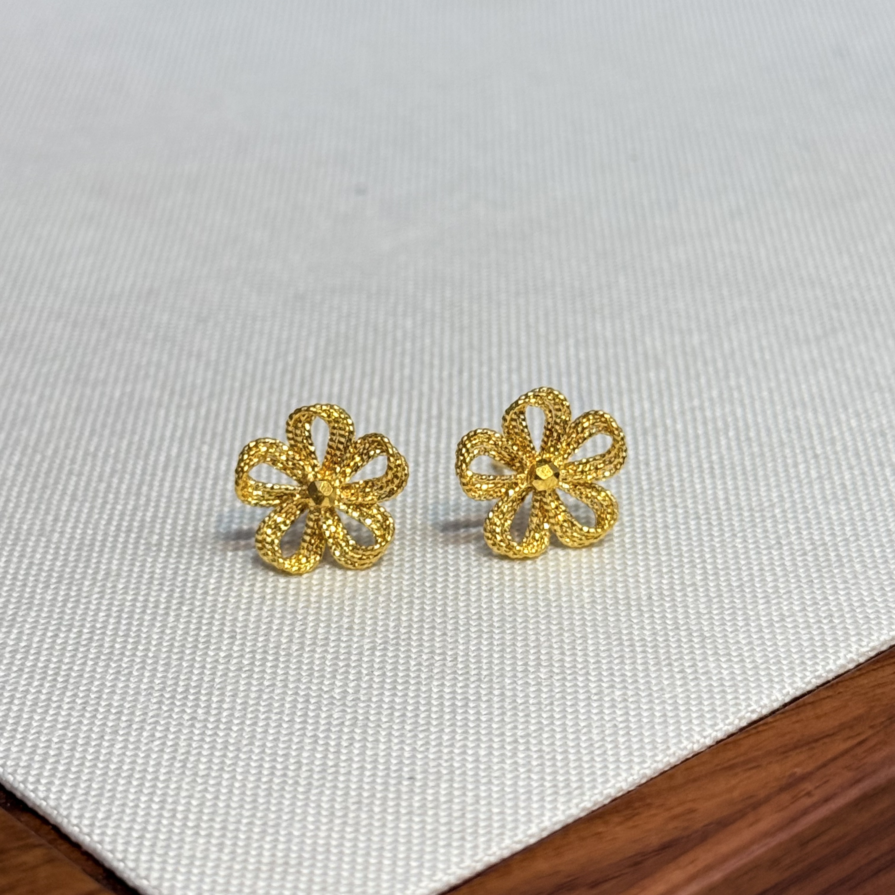 X【格桑花耳钉】-足金999精工5G耳饰