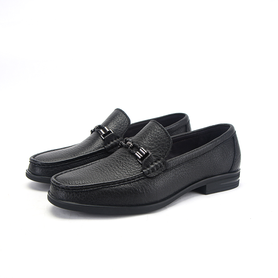鹿皮皮绳扣高奢简约男士手工休闲黑色乐福鞋套脚百搭透气软皮软底