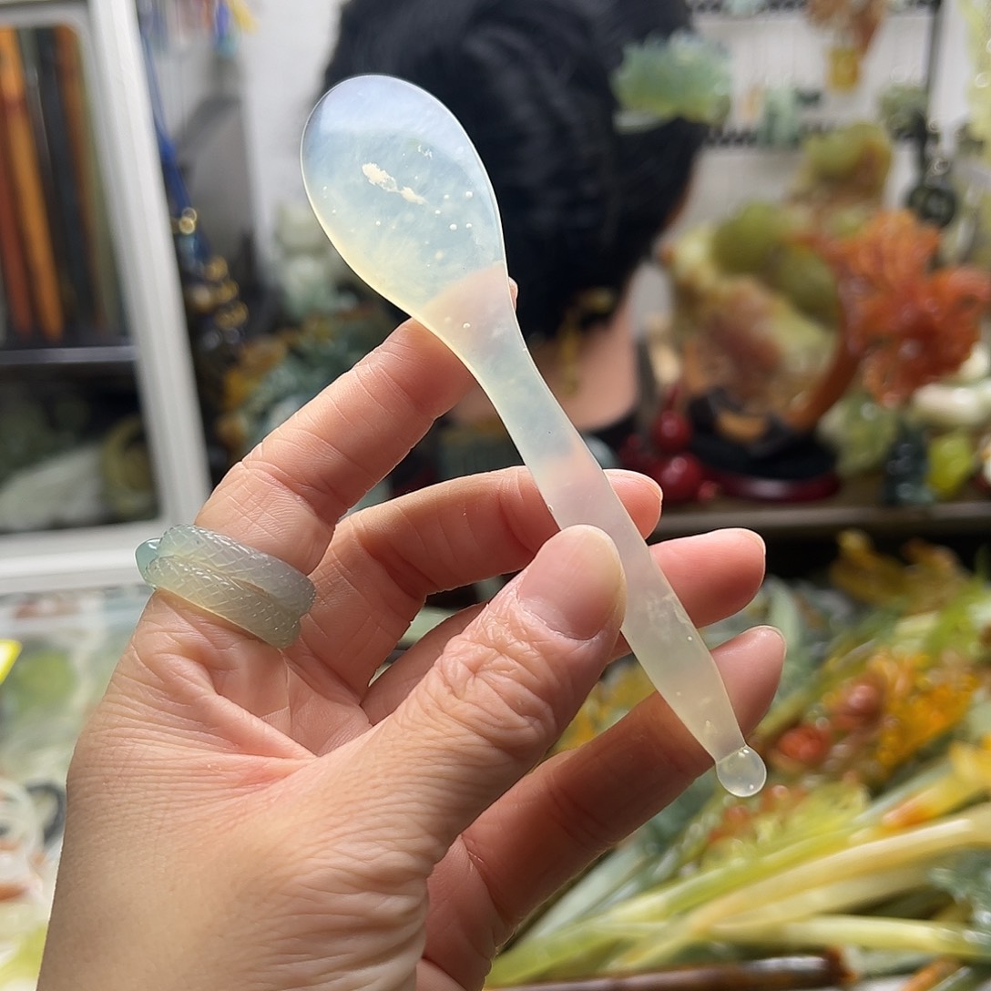蛇纹石玉发饰合金按摩拨筋点穴笔