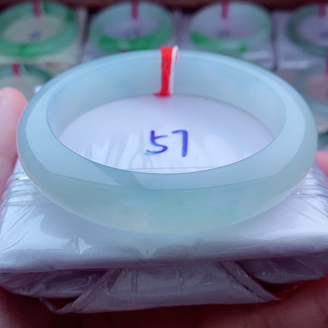 翡翠未镶嵌手镯0117-57圈口 冰晴水 冰胶细腻