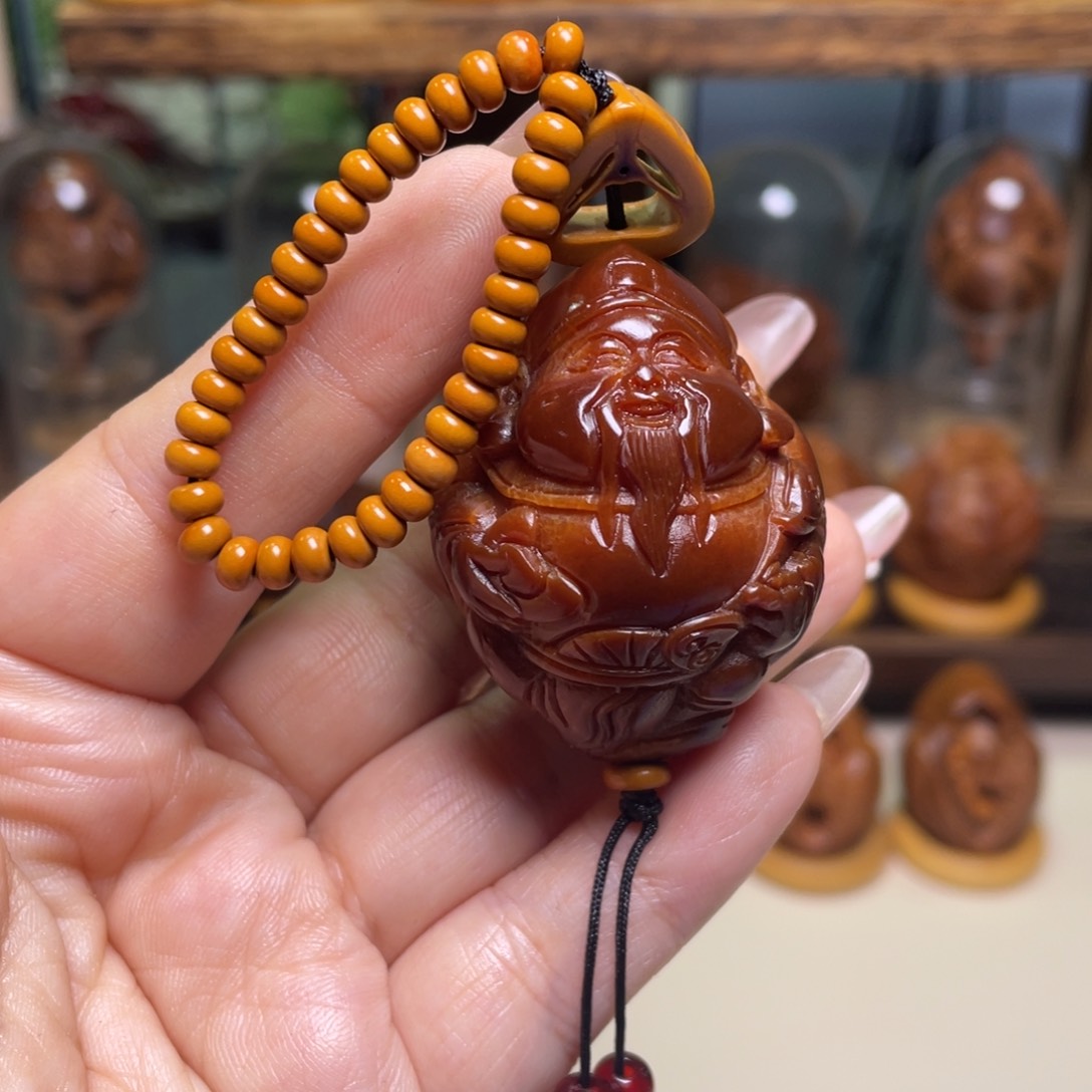佛螺菩提吊坠玉华财神富贵脸链子一套