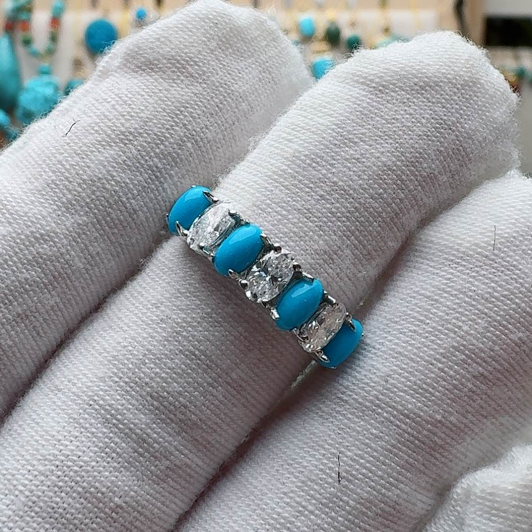 绿松石珠宝奇石银S925镶嵌