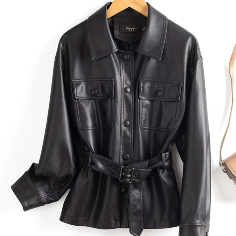 [宋佳同款]2025秋冬新款海宁真皮皮衣女夹克修身显瘦气质皮衣外套