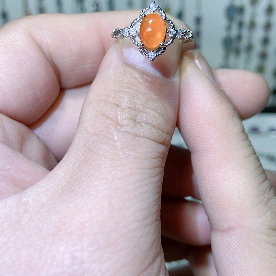 绿水晶戒指银S925镶嵌