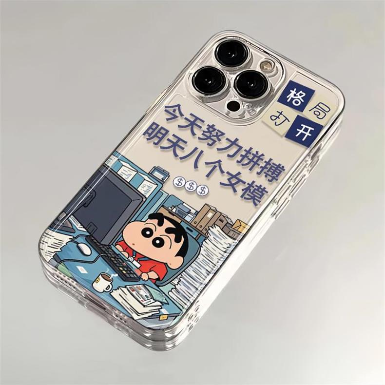 努力拼搏小新适用iPhone16pro苹果15手机壳14透明13太空壳12/11