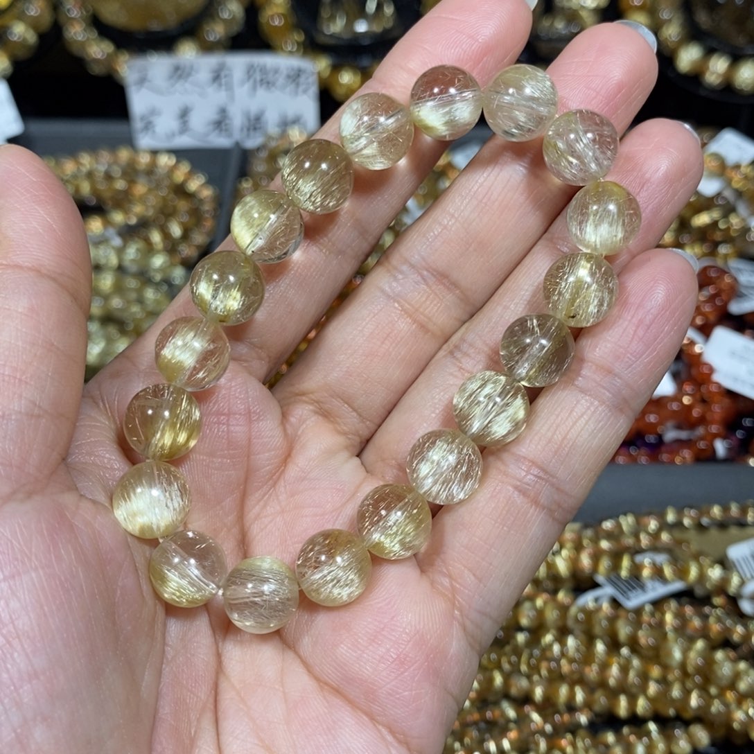 水晶手链未镶嵌笑**云发晶10mm