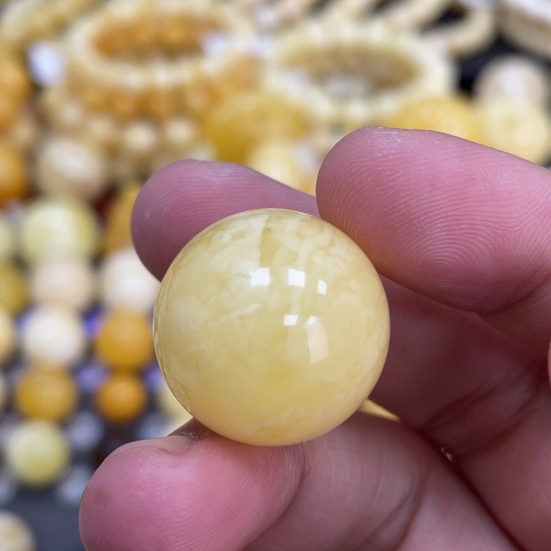 裸石蜜蜡未镶嵌21mm瑕 浓蜡妖花