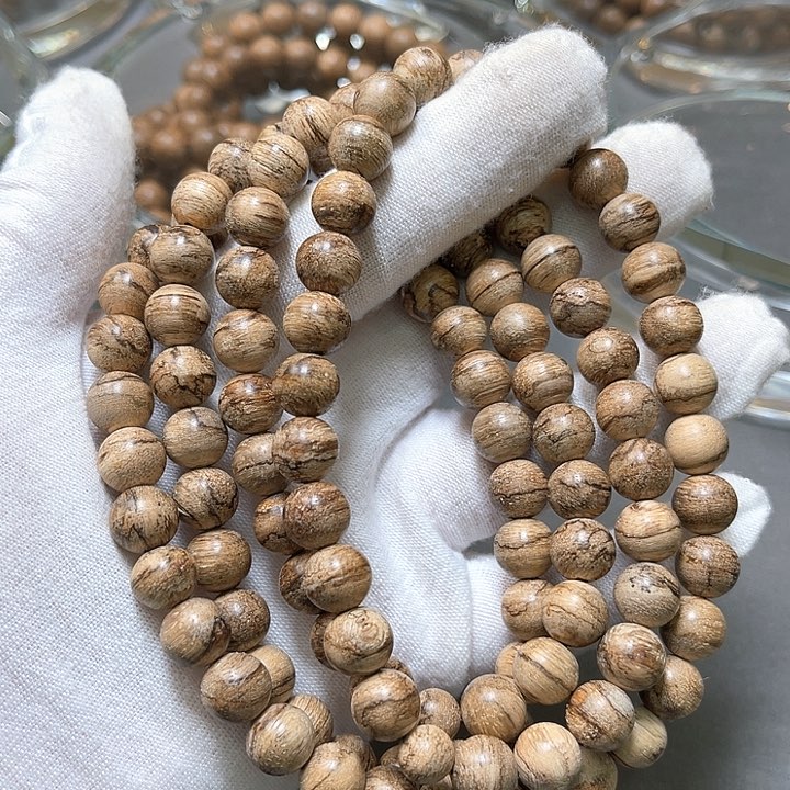 沉香手串达拉干虫漏土沉虎斑碳化老料88m26.5克