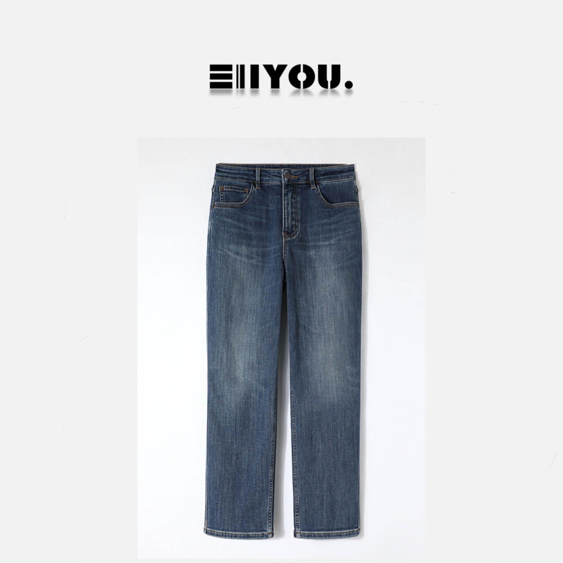 【ENYOU定制】25推荐 加绒法棍牛仔裤（主图复古蓝）