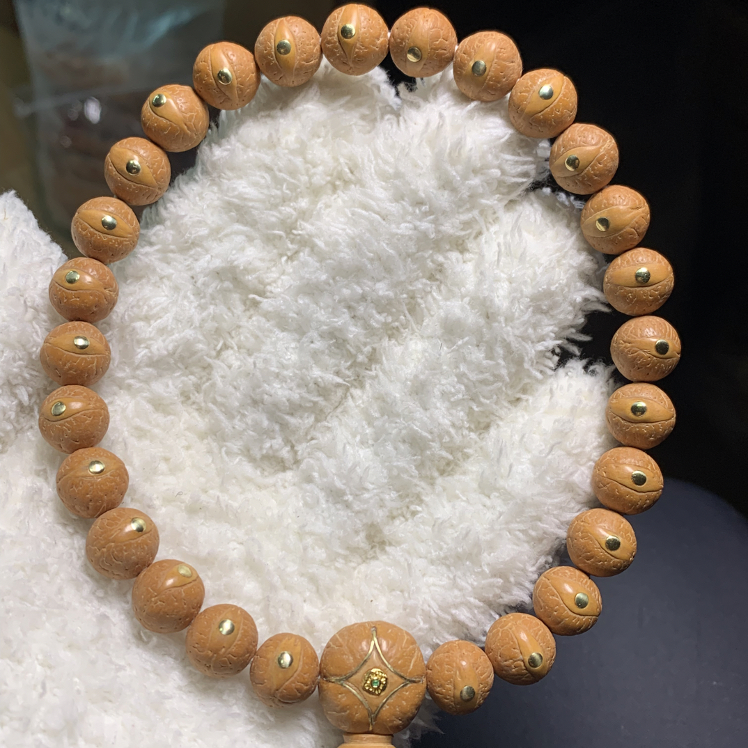 11.5mm毕业级尼泊尔凤眼菩提，镶嵌铜丁，正圆大眼睛