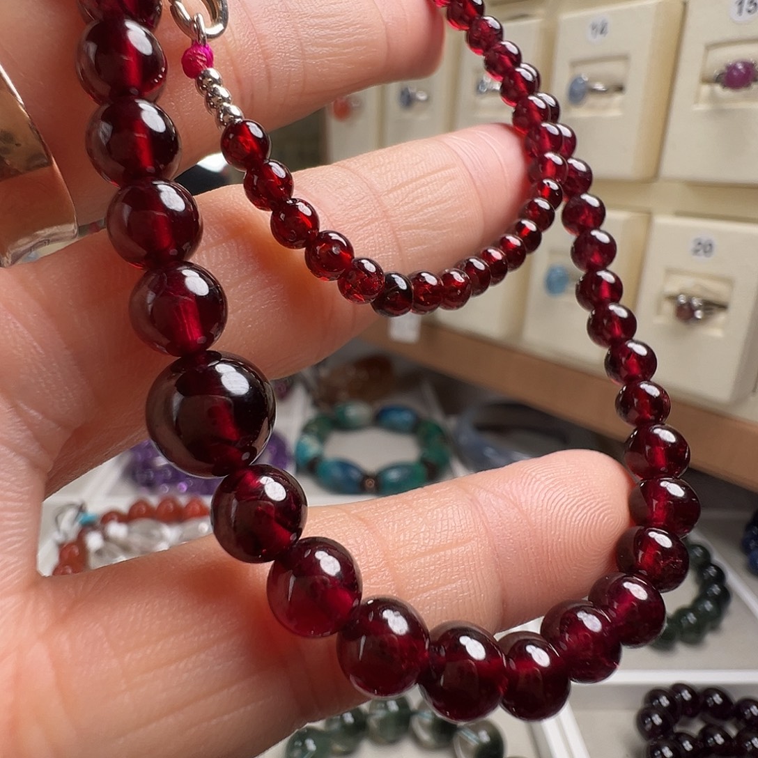 石榴石银S925镶嵌颈饰天然石榴石