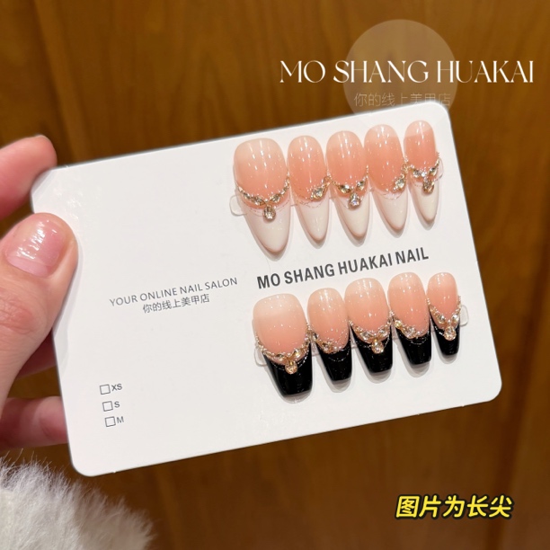 【黑白键】法式气质AB黑白百搭高级显白02120804纯手工穿戴甲