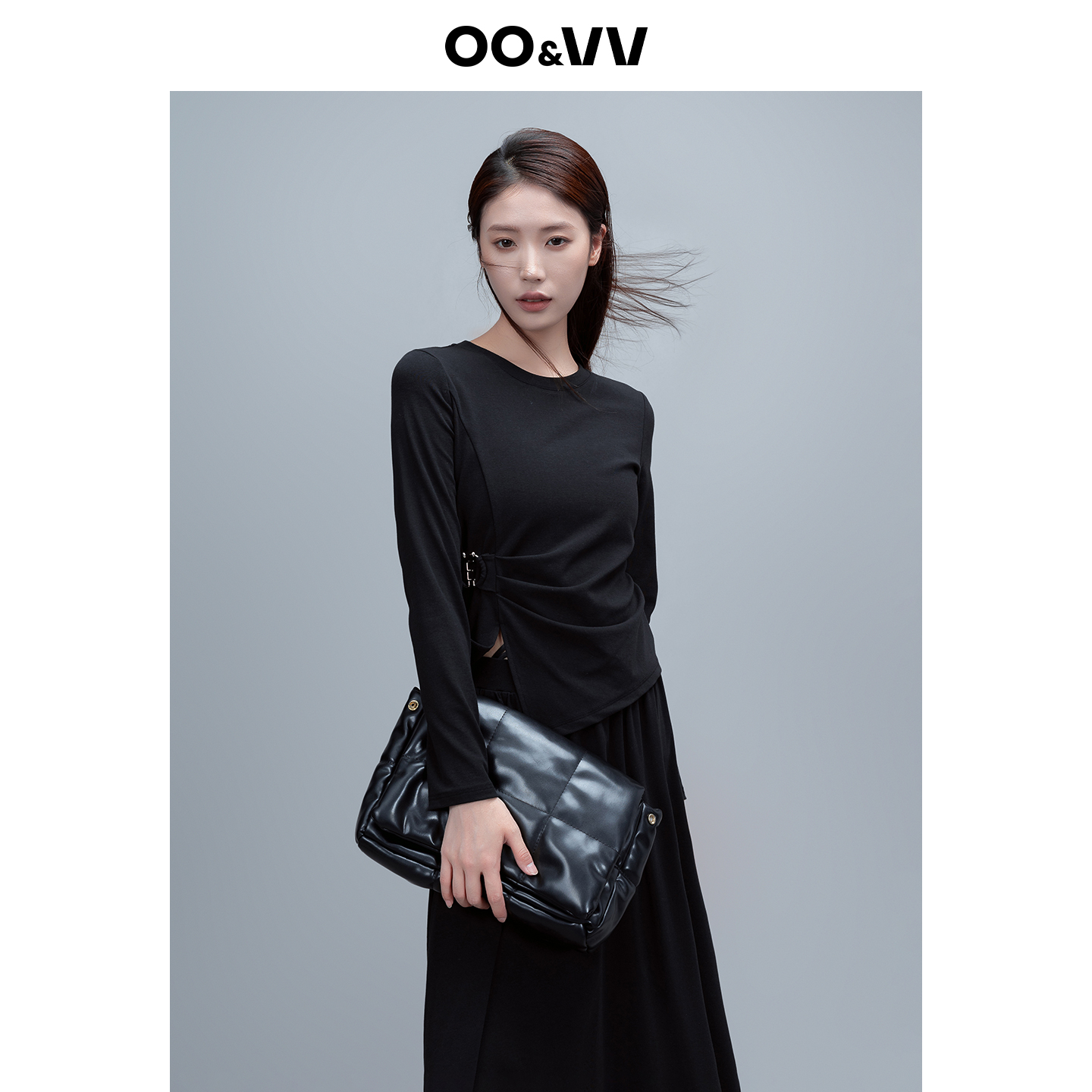 OO&VV不规则设开叉收腰上衣+半身裙两件套女2025秋气质显瘦套装新