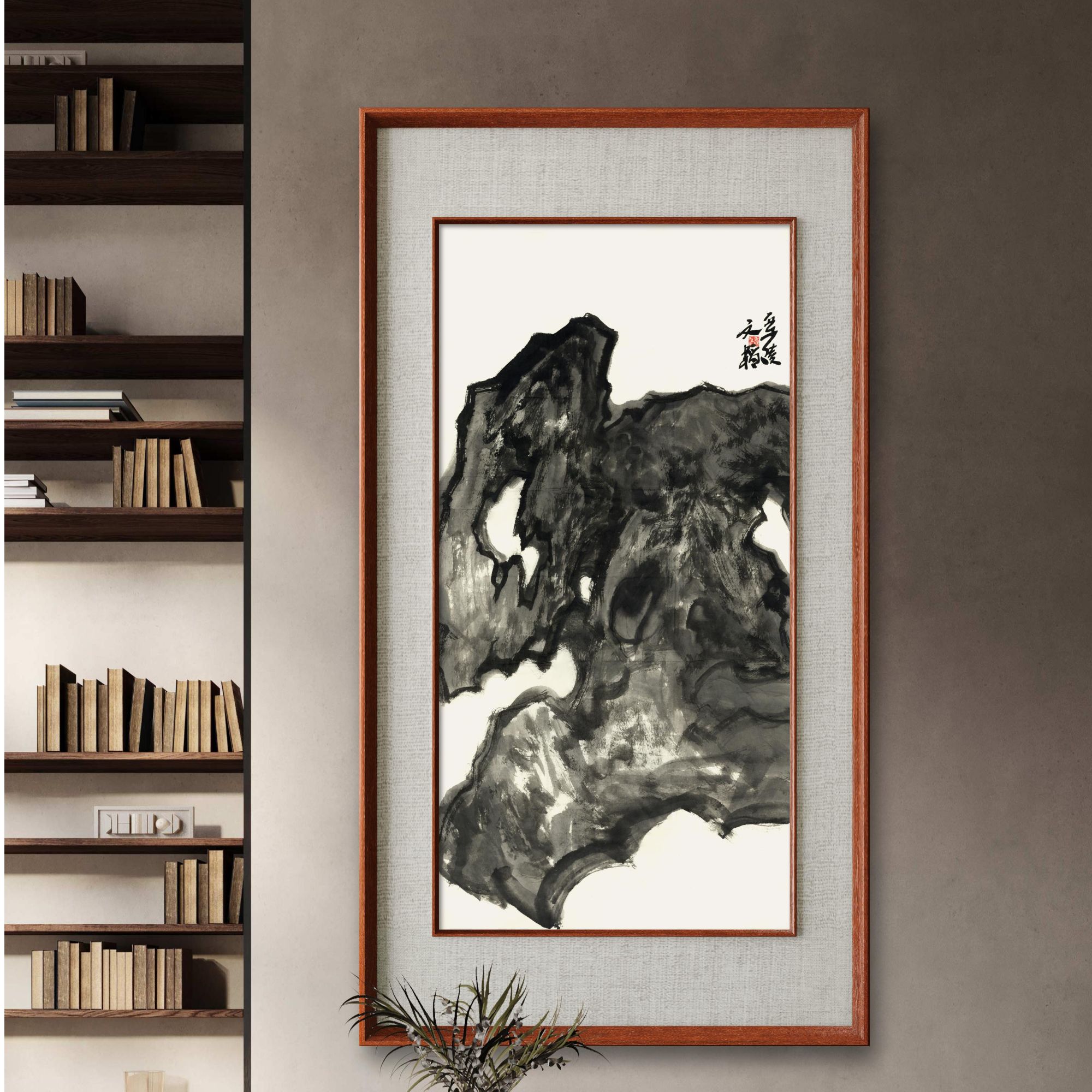孙文韬国画特殊题材特殊风格巨幅山水太湖石138x68cm展览作品精品