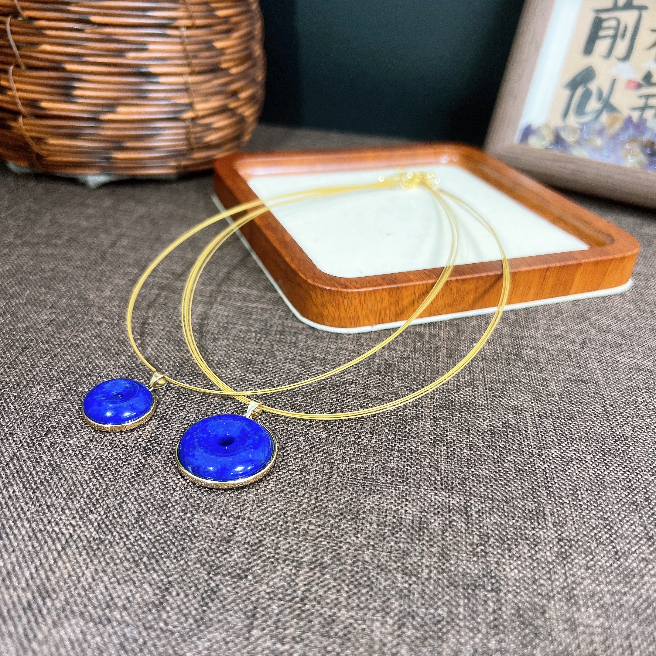 s699高品质青金石平安扣S925银镶嵌 气质蓝色轻奢多样性发一件