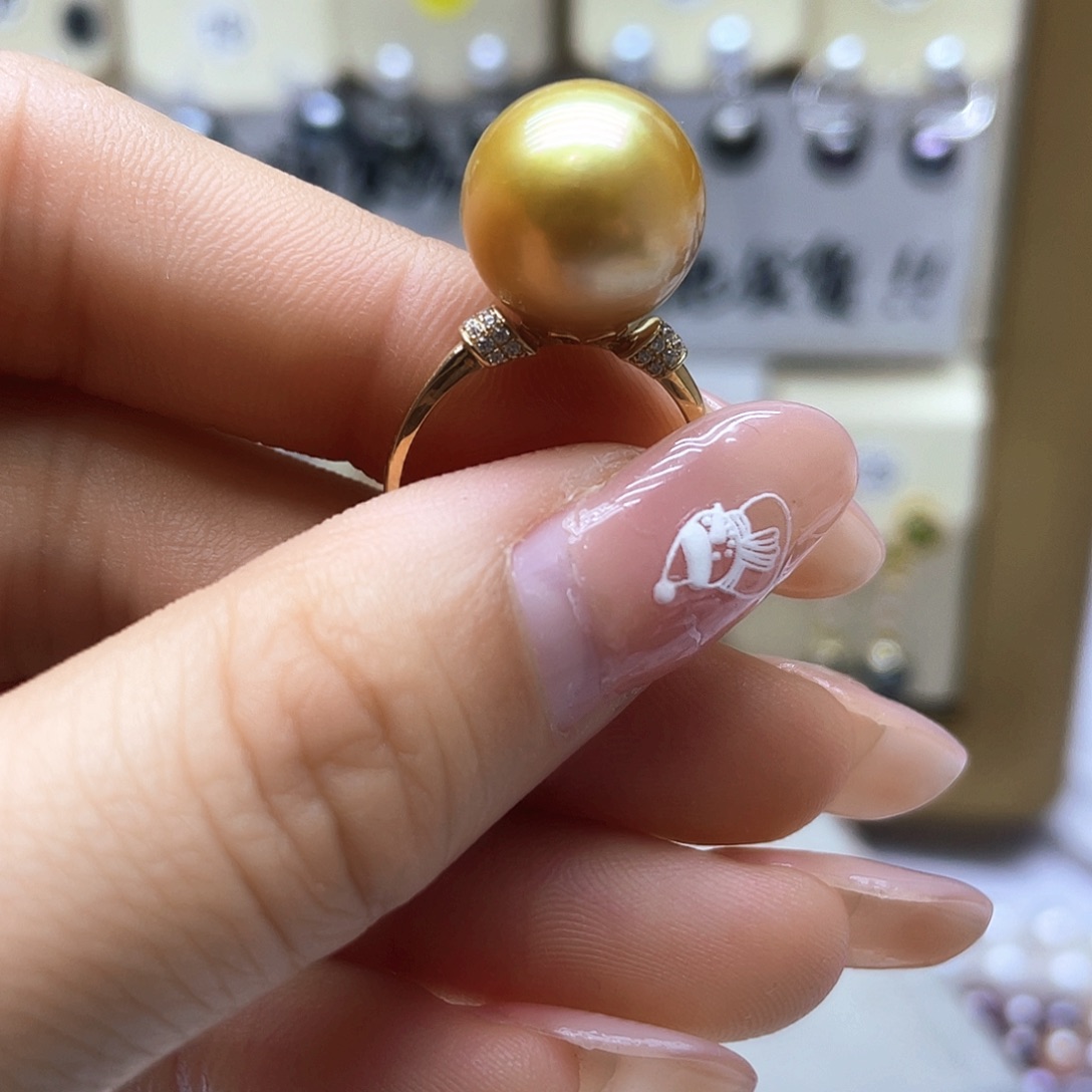 海水珍珠戒指18K金镶嵌