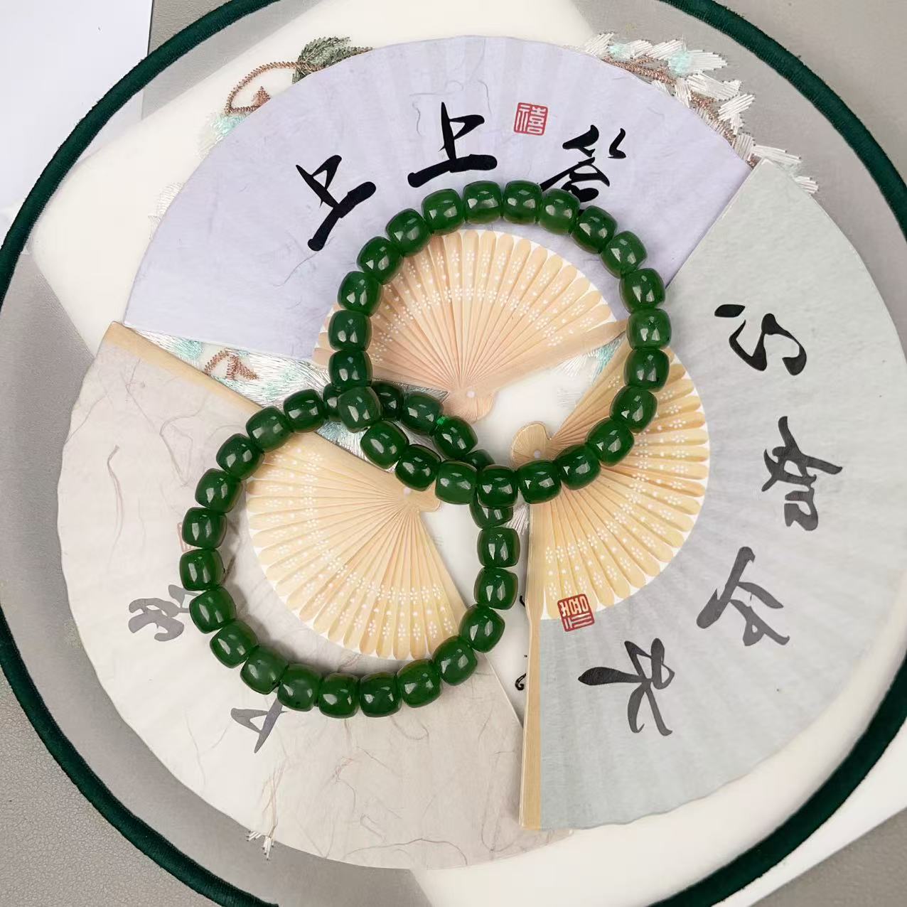 AA和田玉碧玉直切手串 多样性发货拍一单发一个