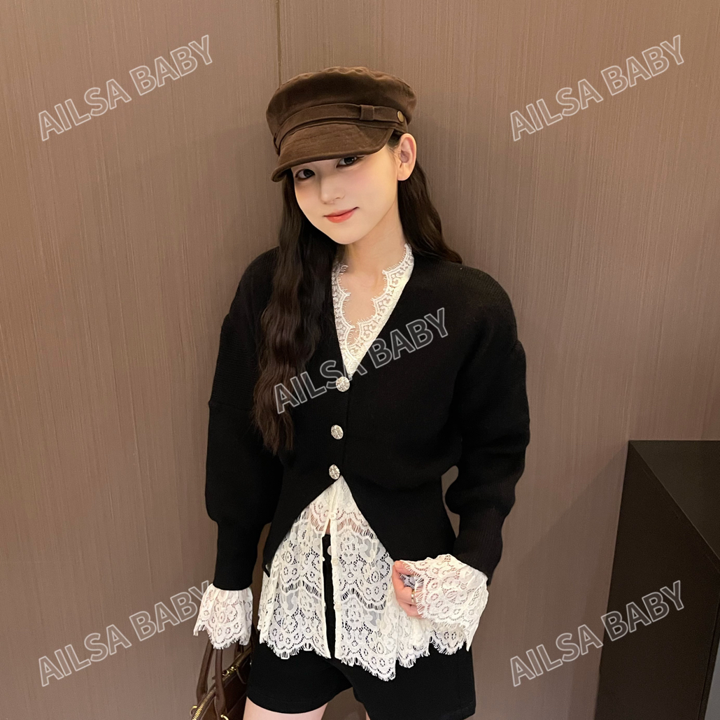 【AILSA BABY】欧货真两件蕾丝打底毛衣/92411A