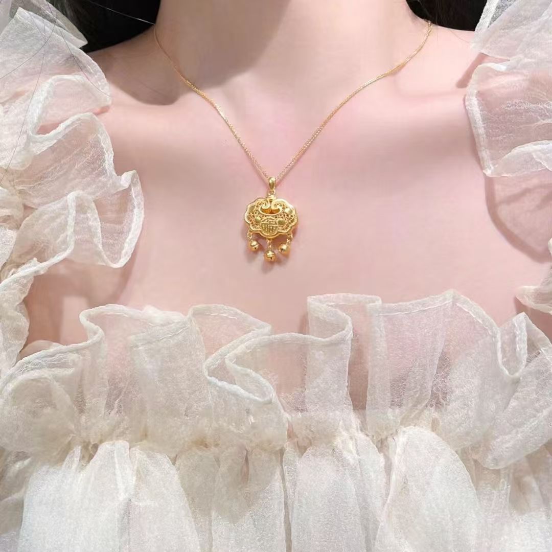 【专柜同款】锁包吊坠 原料手工制作 轻奢时尚复古金色传承