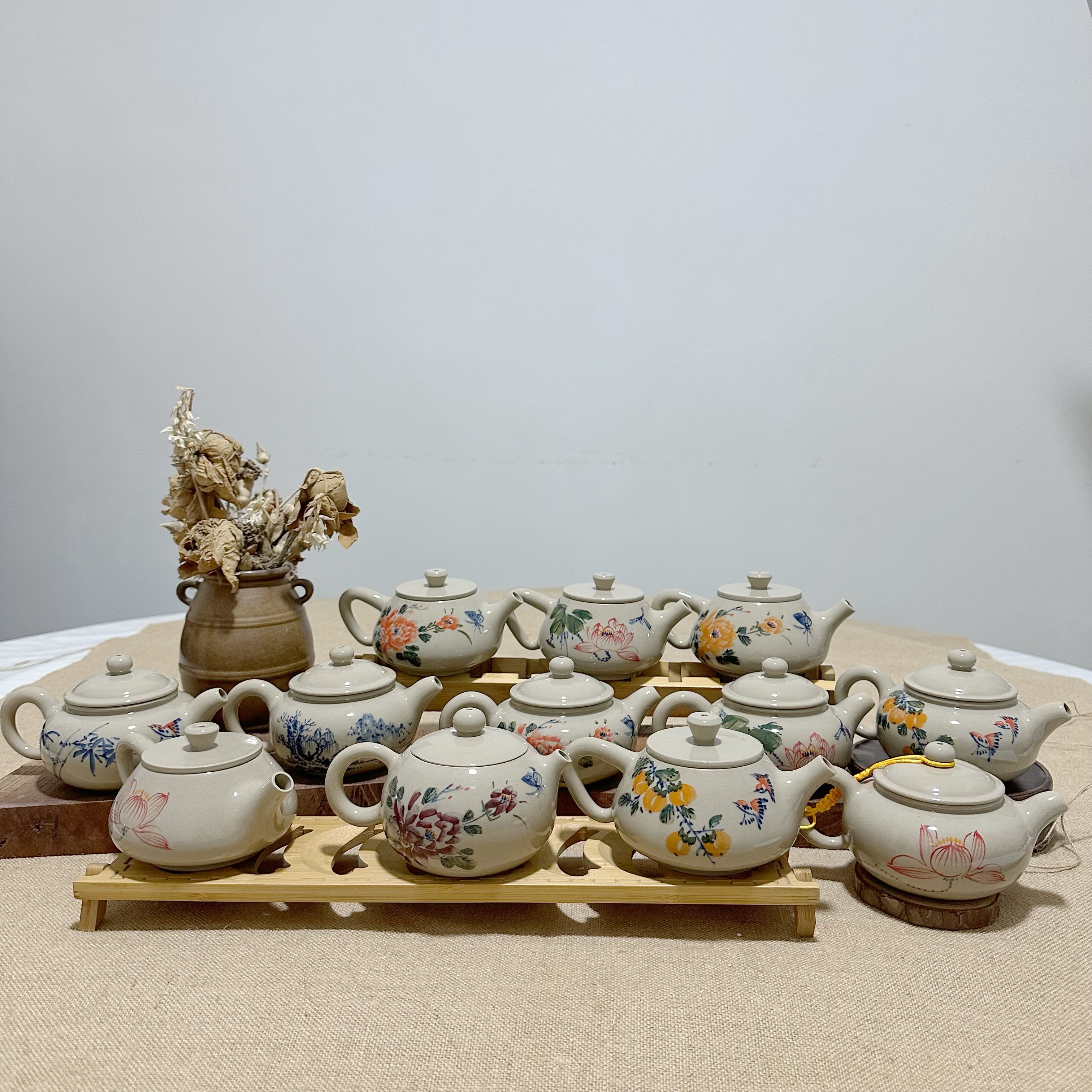 盛凌青花非遗纯手工古风釉下彩青花瓷茶壶中式复古简约家用商用