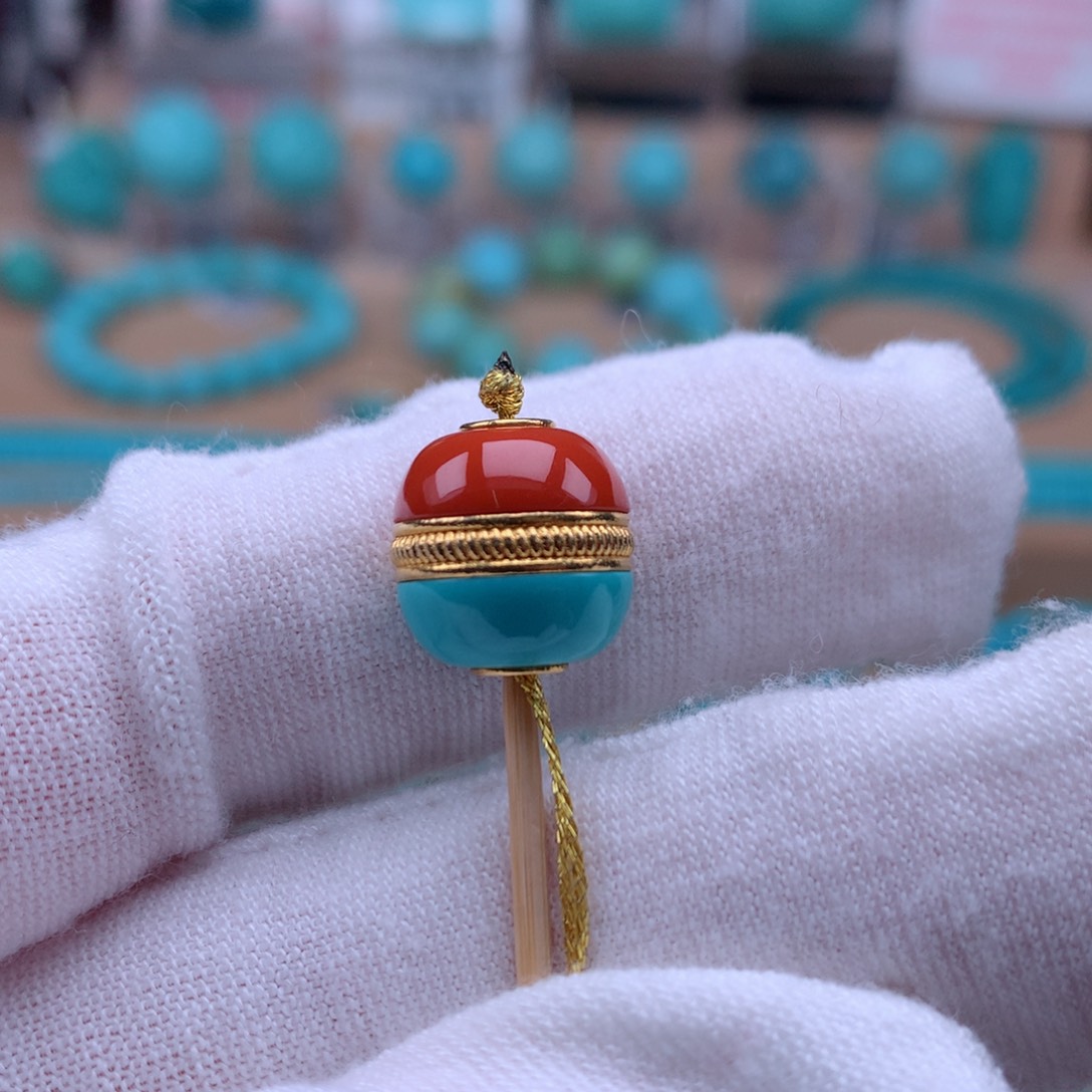 绿松石18K金镶嵌珠宝奇石