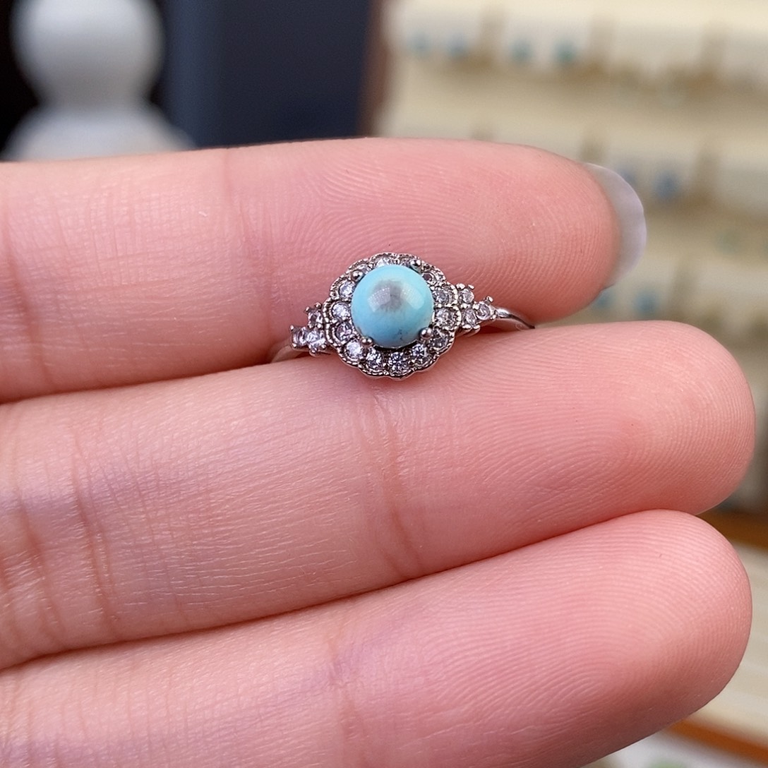 绿松石戒指银S925镶嵌