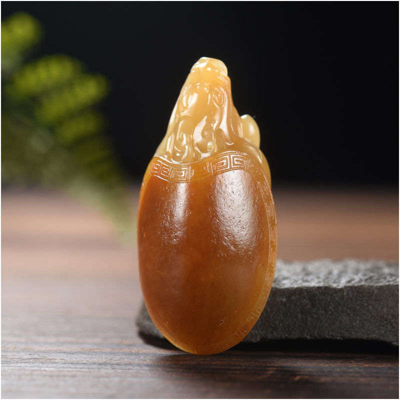 玉石缘【龙龟30g】新疆和田玉黄沁籽料苏工精品男女款挂件吊坠