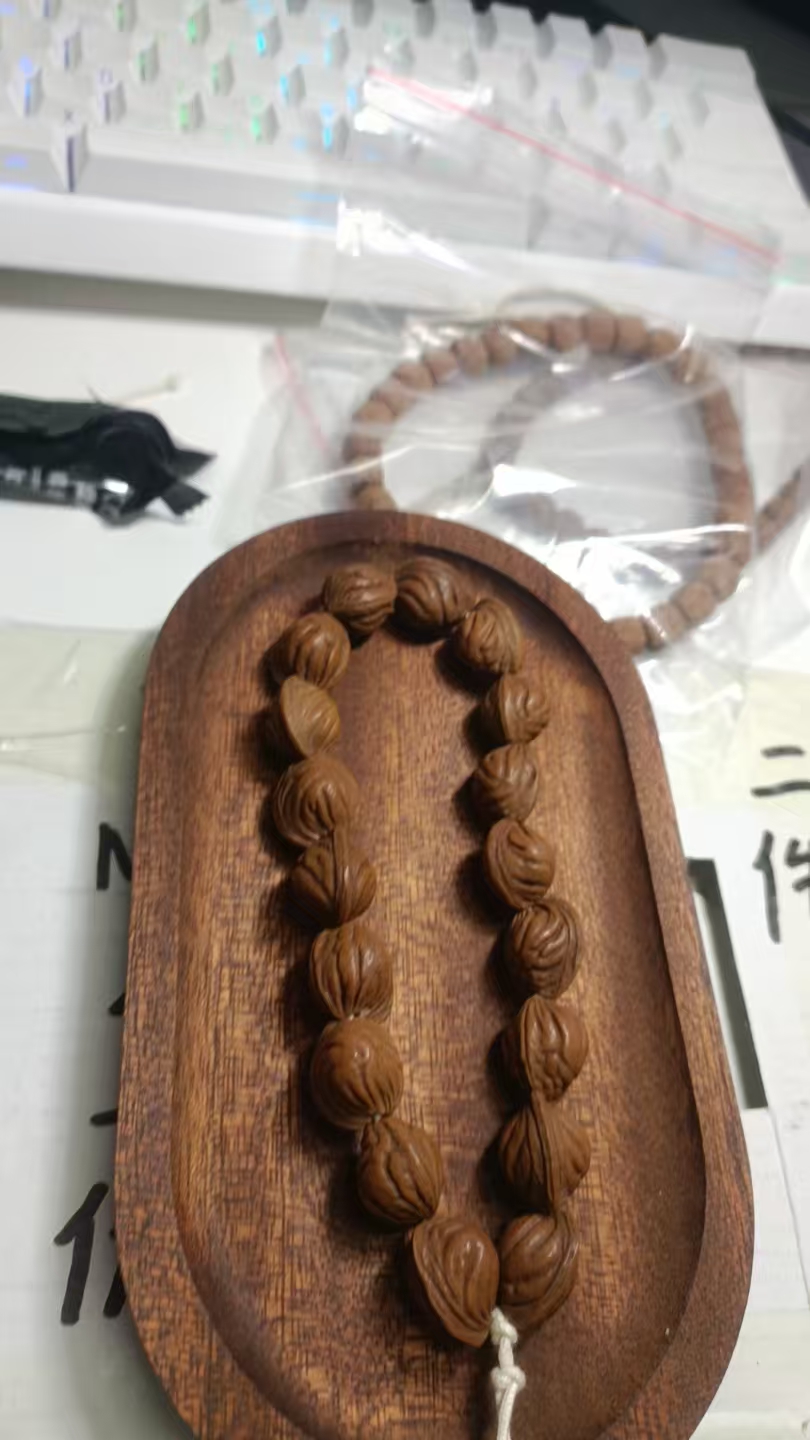 非金属木质手链 桃核龙纹