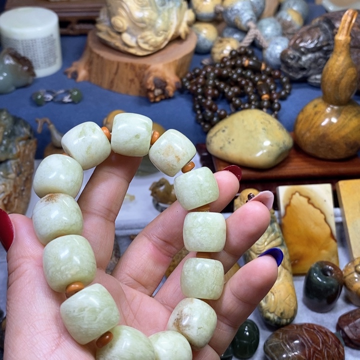 蛇纹石玉花玉串特价未镶嵌