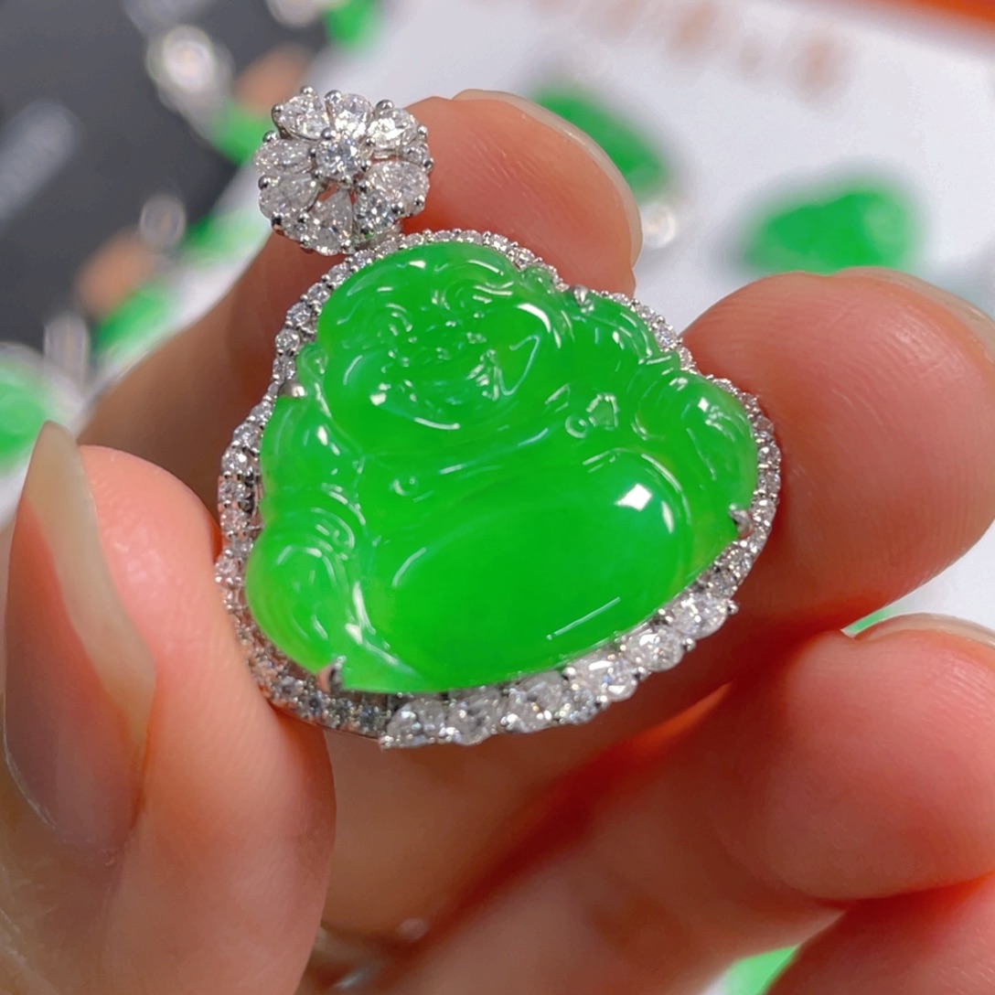 翡翠18K金镶嵌吊坠(不含链)