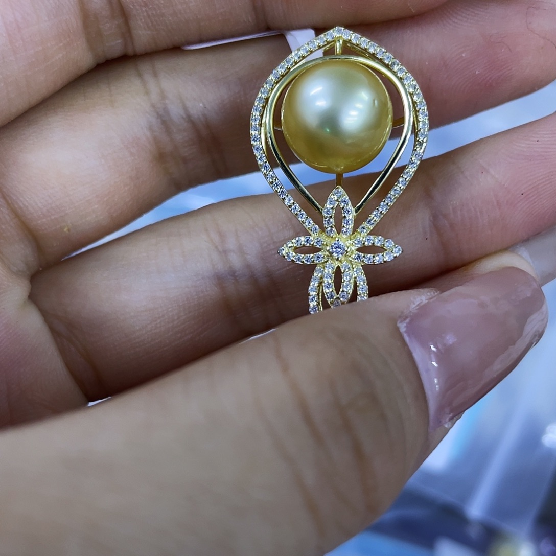 海水珍珠银S925镶嵌颈饰