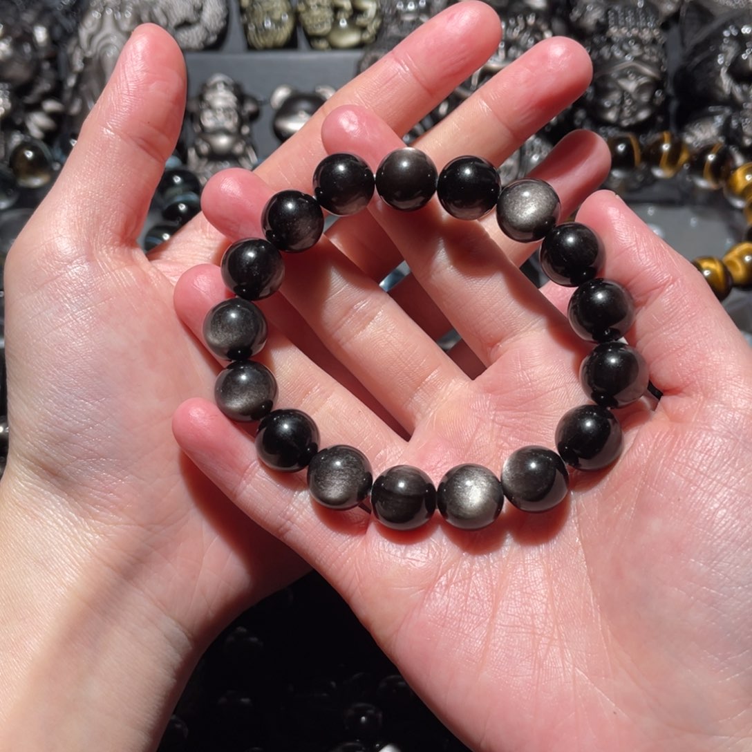 黑曜岩手串未镶嵌韦*财