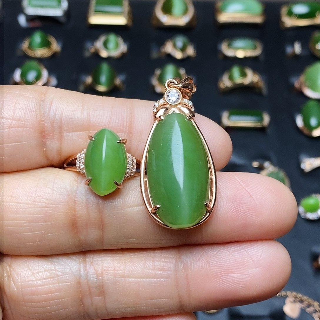 和田玉（碧玉）套装银S925镶嵌