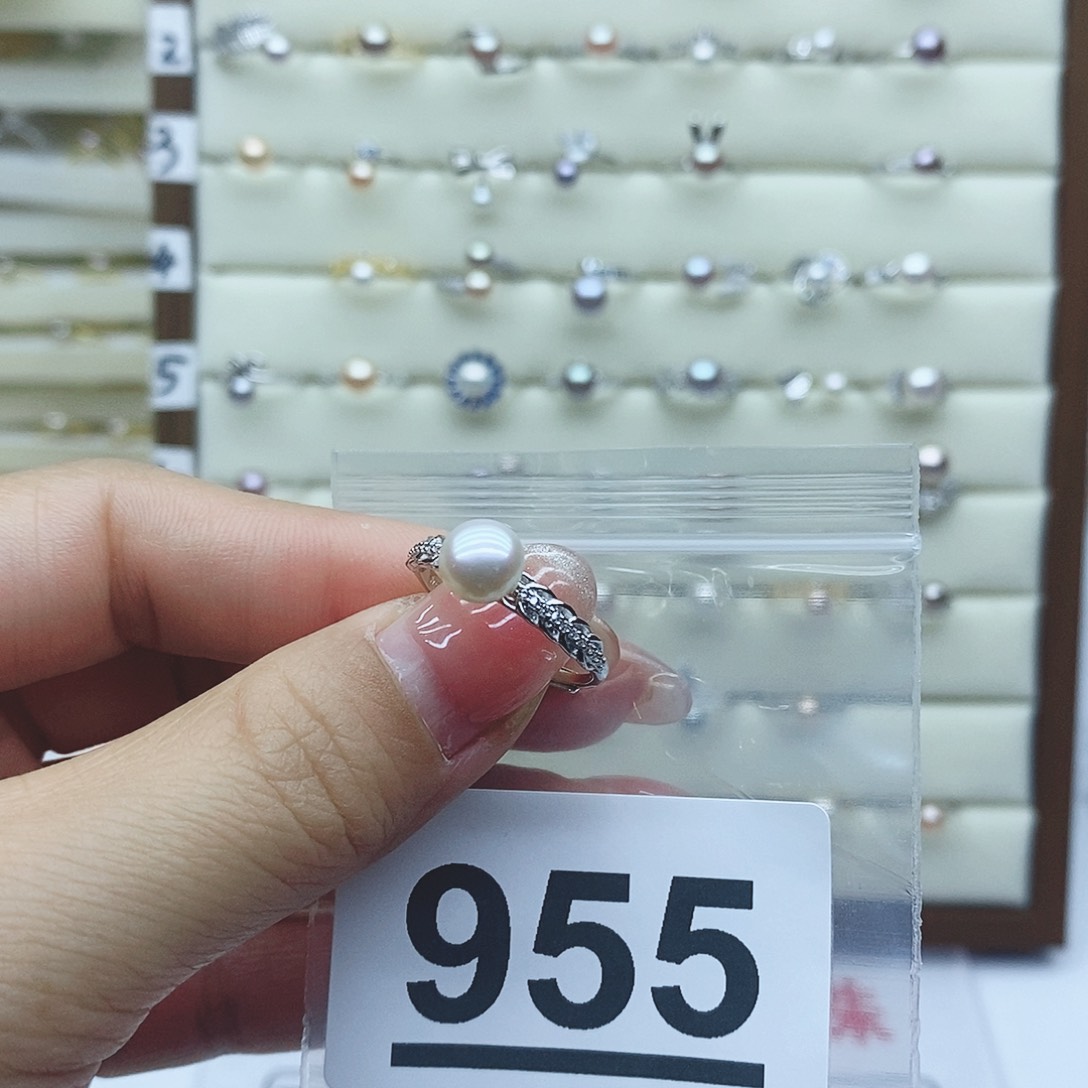 淡水珍珠戒指银S925镶嵌钟*怡955