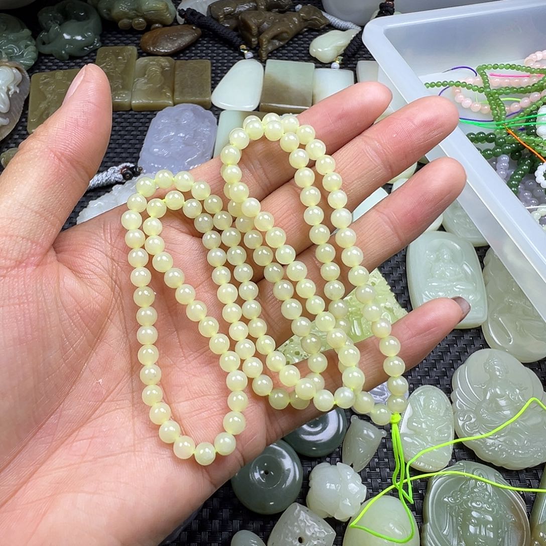 和田玉未镶嵌颈饰卡5多圈