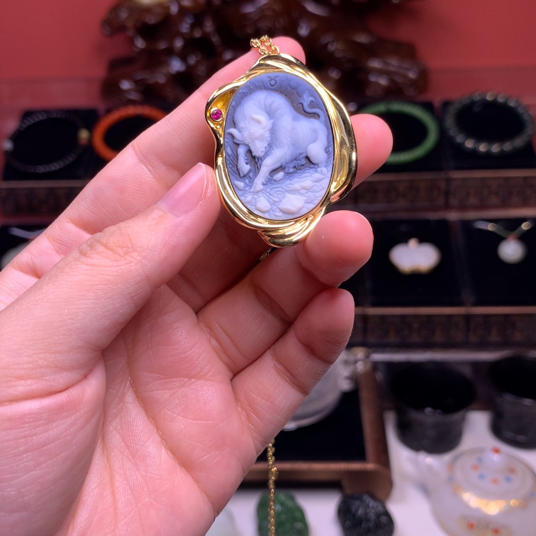 玛瑙/玉髓十二星座系列 金牛座 蓝合金