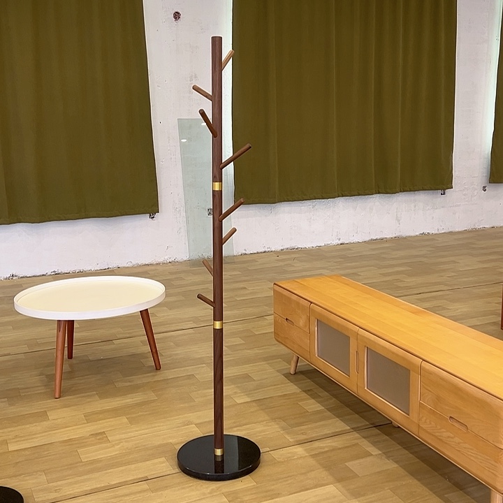 北美材质福利黑胡桃木衣帽架不退不换