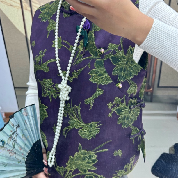 【龙娴夫人】新中式薄款早秋季植物花卉民族风提花马夹双层马甲ins