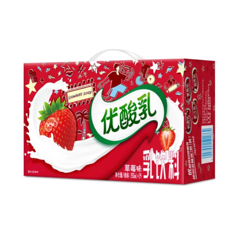 伊利优酸乳草莓味250ml*24，1月（新老包装随机发）