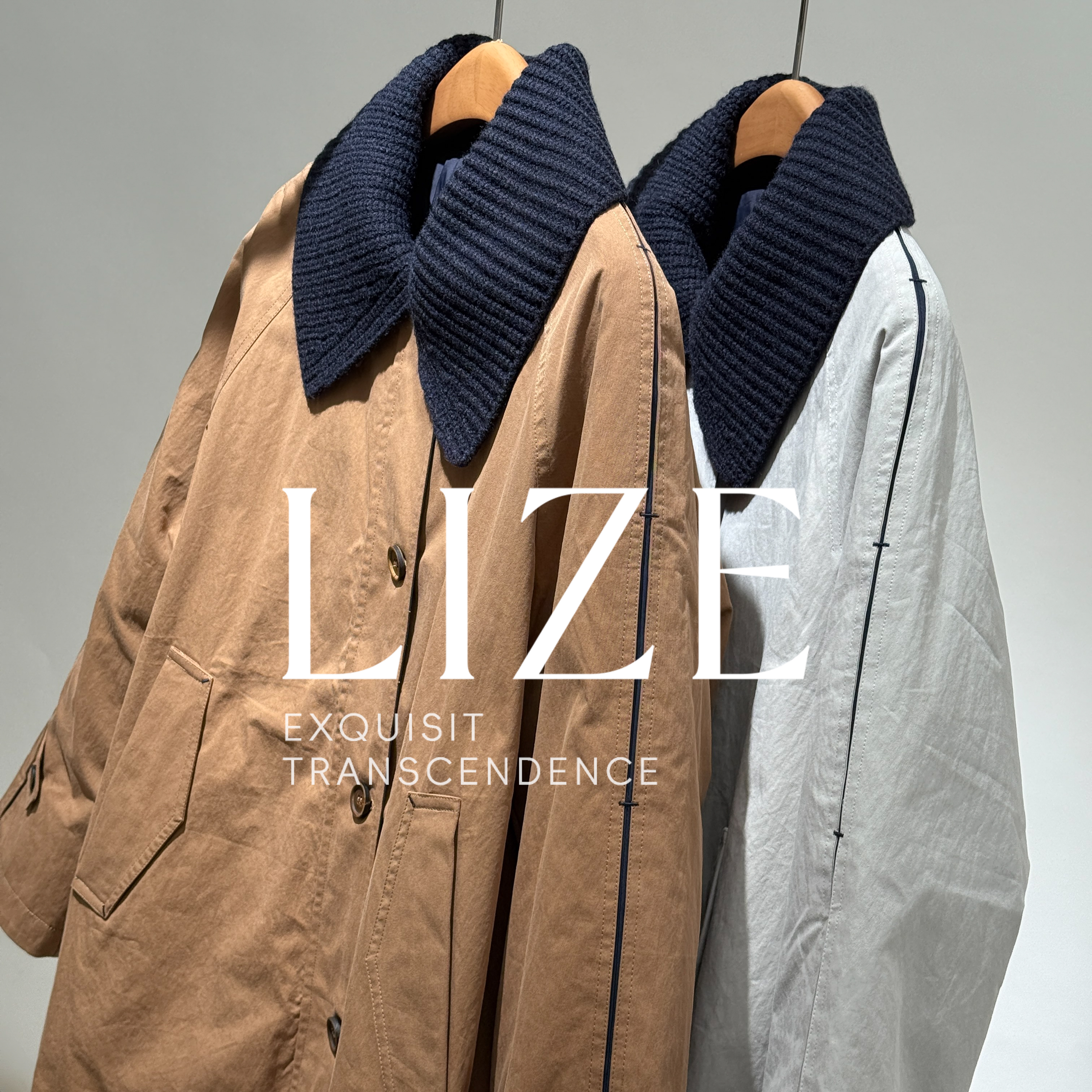 LIZE「L0827」两件套！御寒锁温.撞色针织拼接.风衣鹅绒服