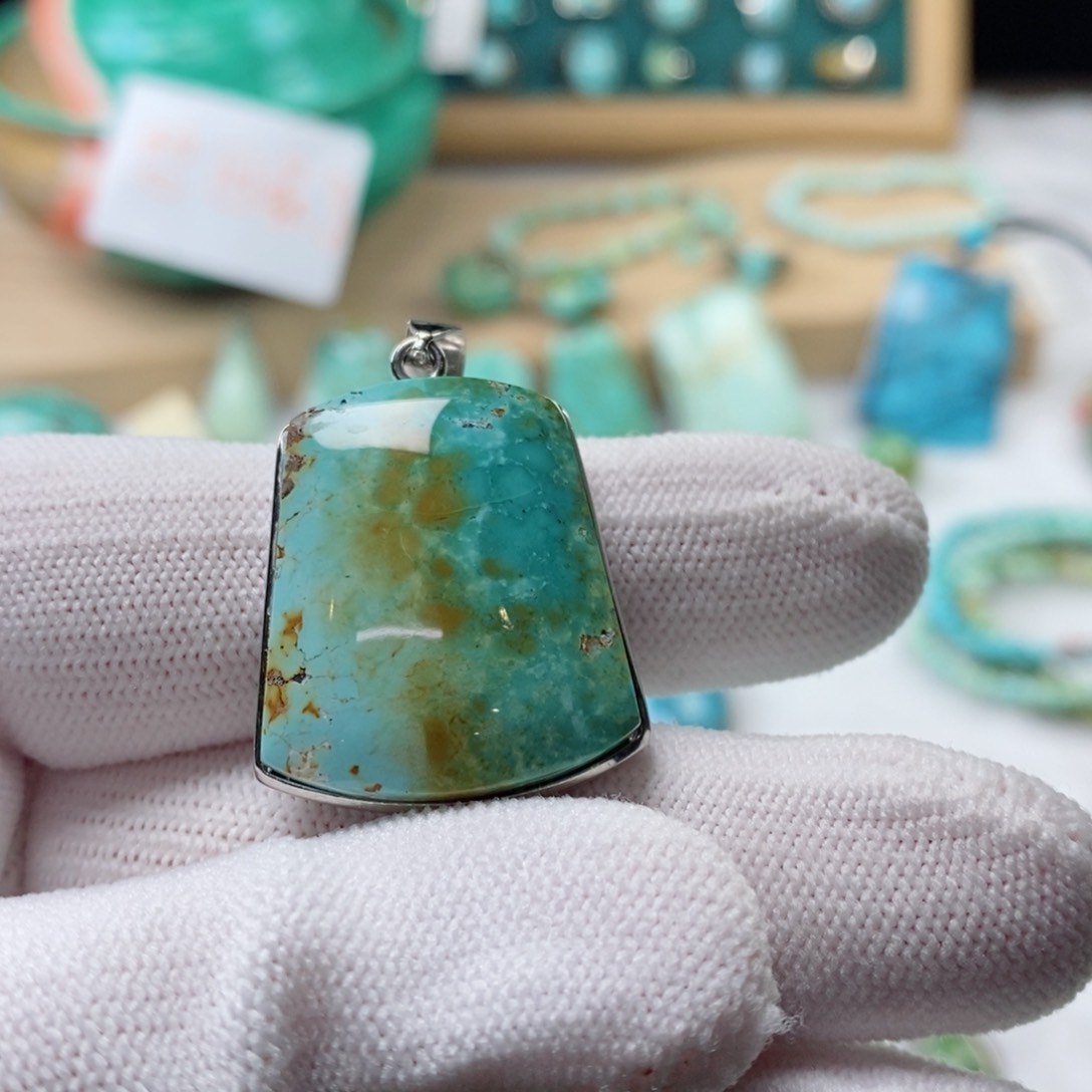 绿松石颈饰银S925镶嵌