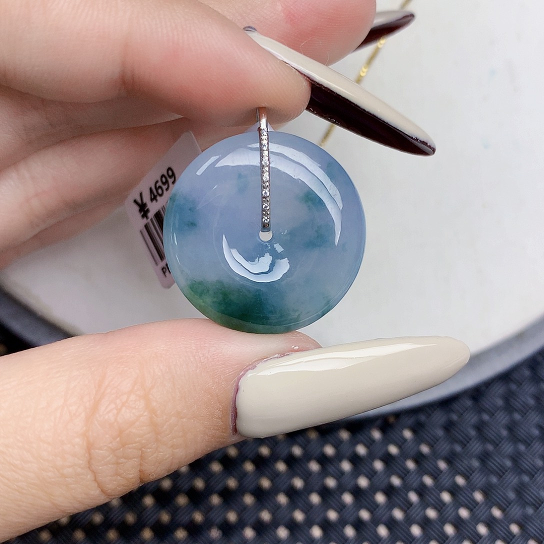 翡翠18K金镶嵌颈饰天然缅甸翡翠a货百元以上9元证书费自理