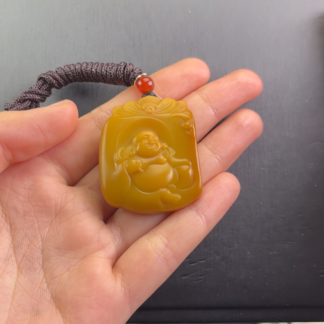 石英质玉黄蜡石吊坠未镶嵌月**?