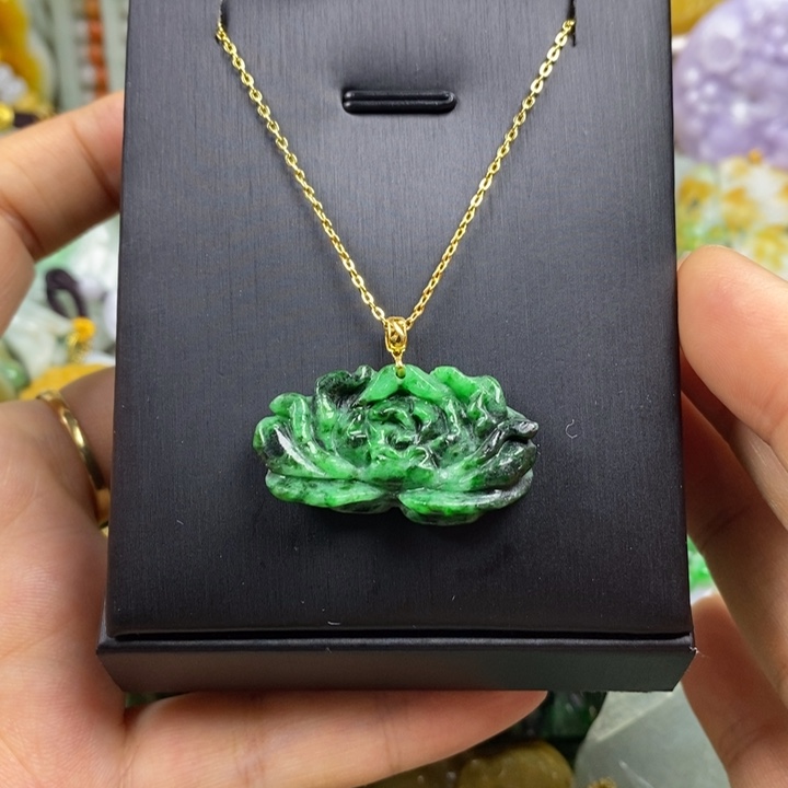 翡翠吊坠(不含链)18K金镶嵌