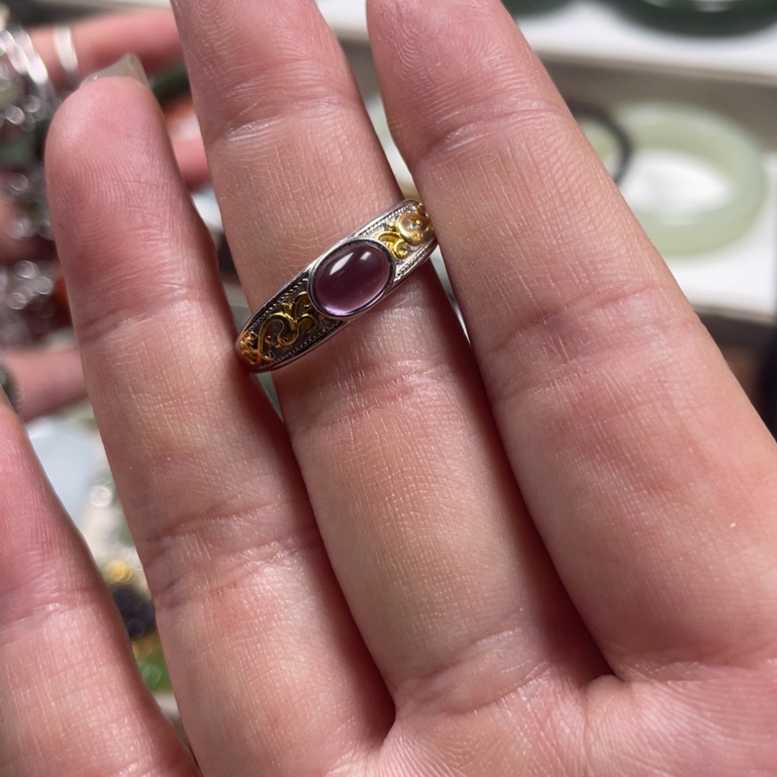 紫晶戒指银S925镶嵌叫***！