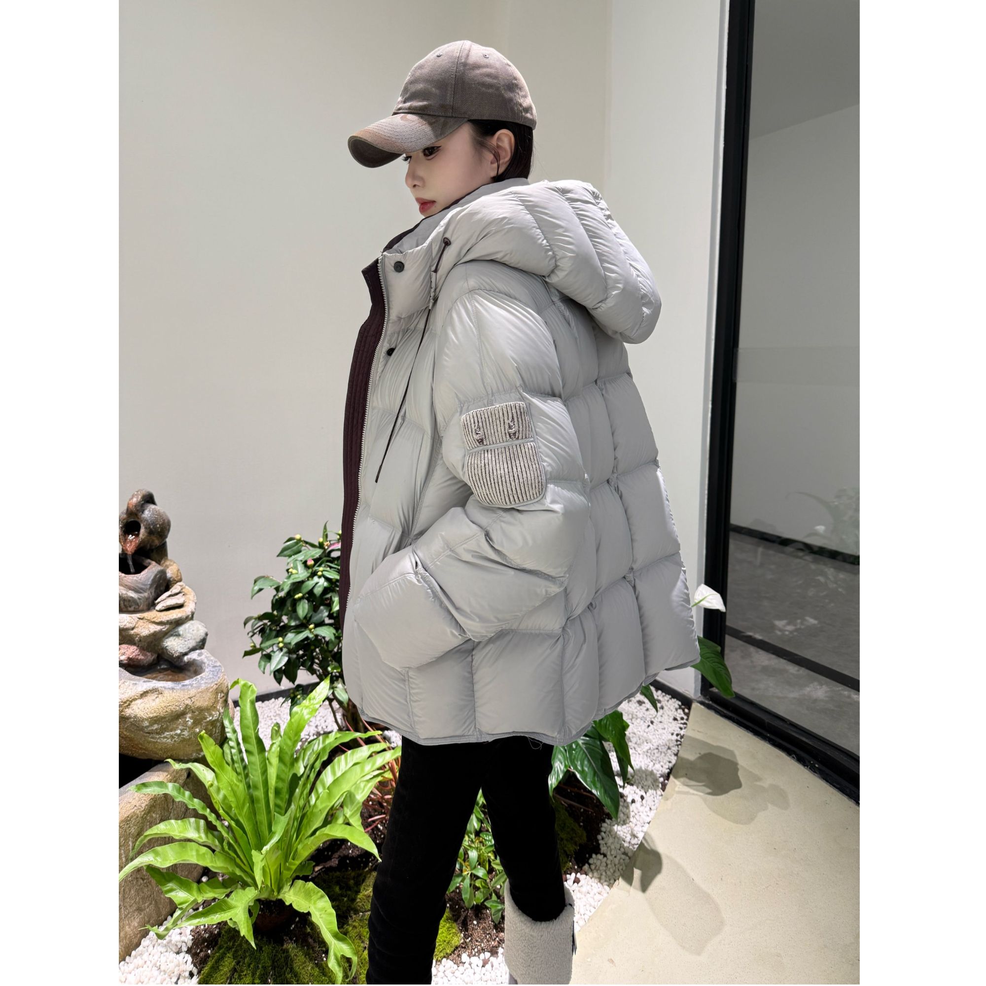 BAND TOGETHER/阪图DS【95鸭绒】新款拼接针织口袋泡芙羽绒服251089