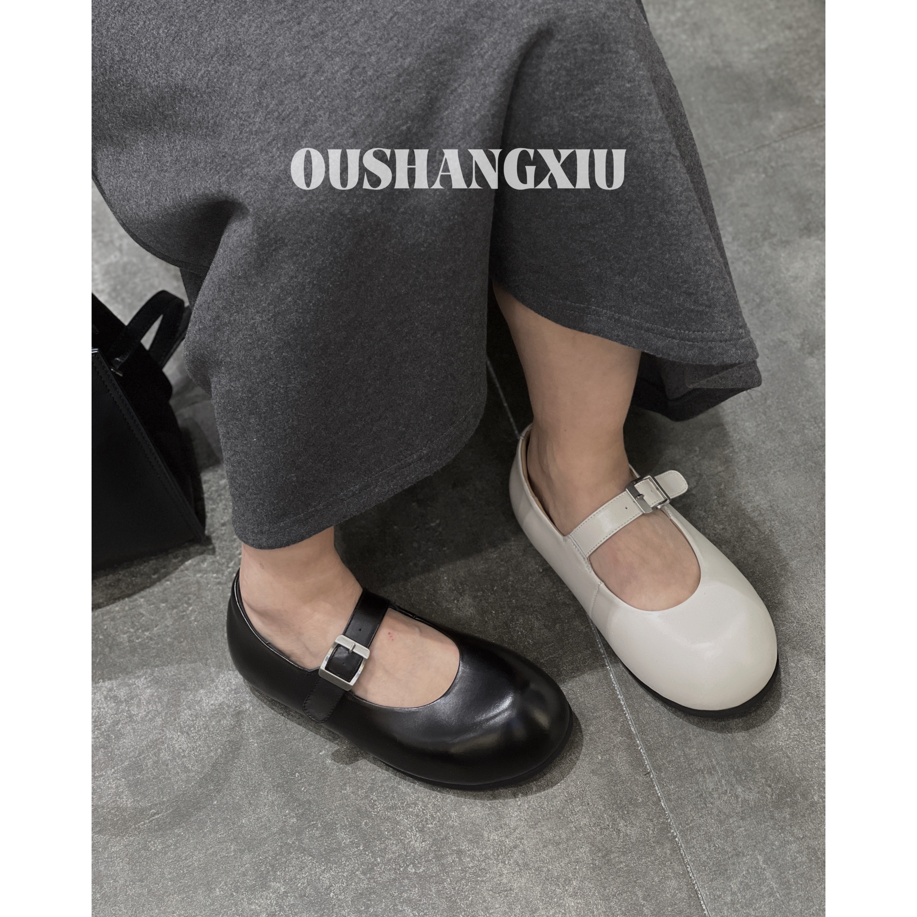 欧上秀2025年春季新款勃肯玛丽珍小牛皮浅口一字带浅口单鞋女鞋