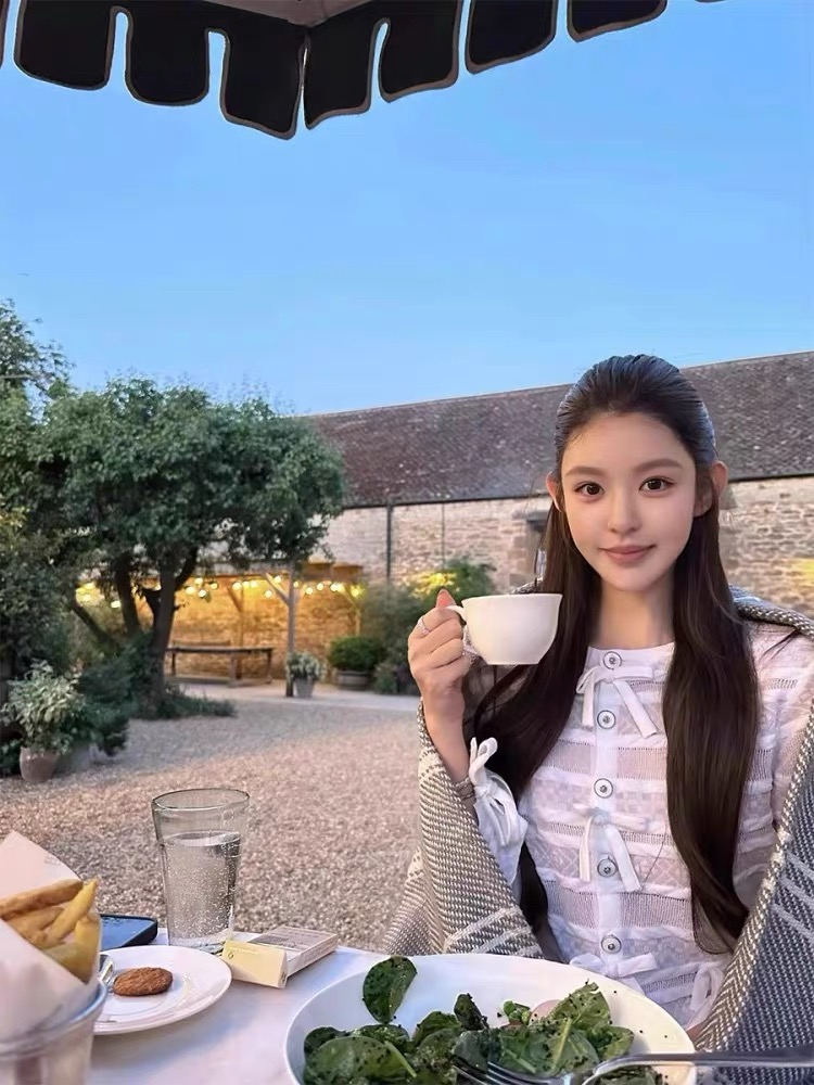 白栀重工提花正反两穿微透小香蝴蝶结针织衫